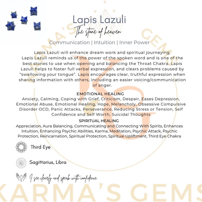 5 PCS LAPIS LAZULI MARKABA STAR SET