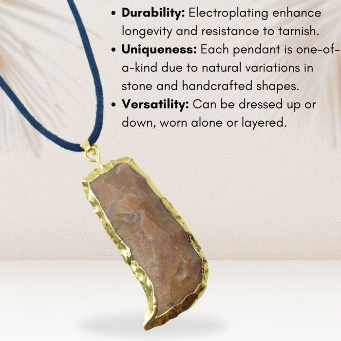 ELECTROPLATED FANCY JASPER STONE PENDANT