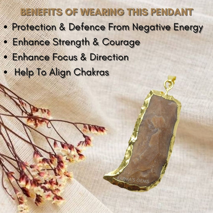 ELECTROPLATED FANCY JASPER STONE PENDANT