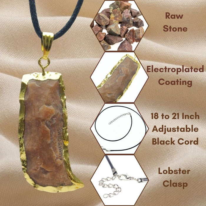ELECTROPLATED FANCY JASPER STONE PENDANT