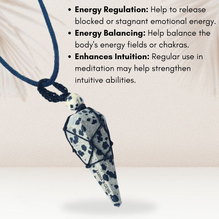 DALMATIAN JASPER STONE THREAD WRAPPED PENDULUM PENDANT