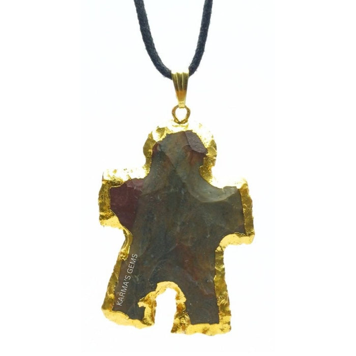 ELECTROPLATED FANCY JASPER STONE PENDANT