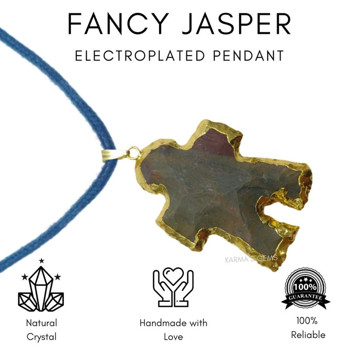 ELECTROPLATED FANCY JASPER STONE PENDANT