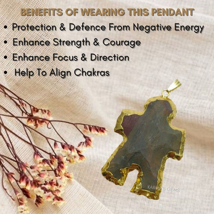 ELECTROPLATED FANCY JASPER STONE PENDANT