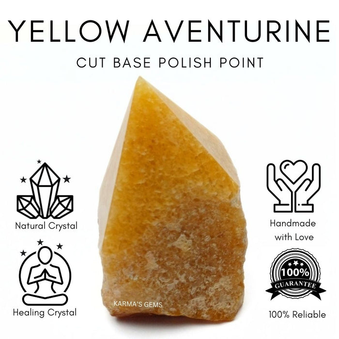 YELLOW AVENTURINE STONE CUT BASE POLISH POINT