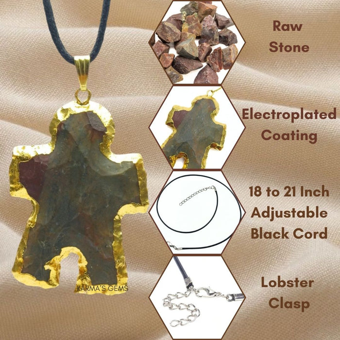 ELECTROPLATED FANCY JASPER STONE PENDANT