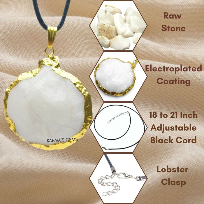 ELECTROPLATED WHITE QUARTZ STONE PENDANT