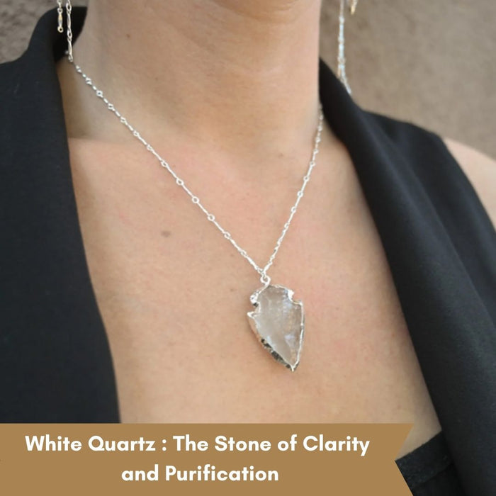 ELECTROPLATED WHITE QUARTZ STONE PENDANT