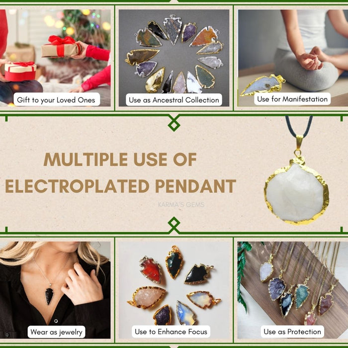 ELECTROPLATED WHITE QUARTZ STONE PENDANT