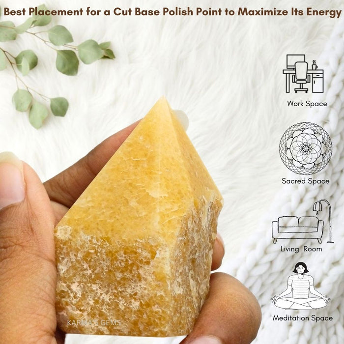 YELLOW AVENTURINE STONE CUT BASE POLISH POINT