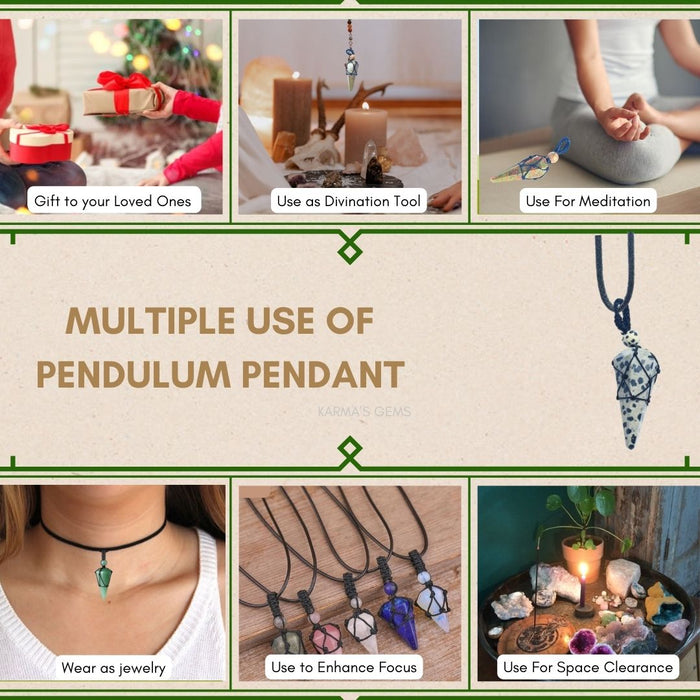 DALMATIAN JASPER STONE THREAD WRAPPED PENDULUM PENDANT