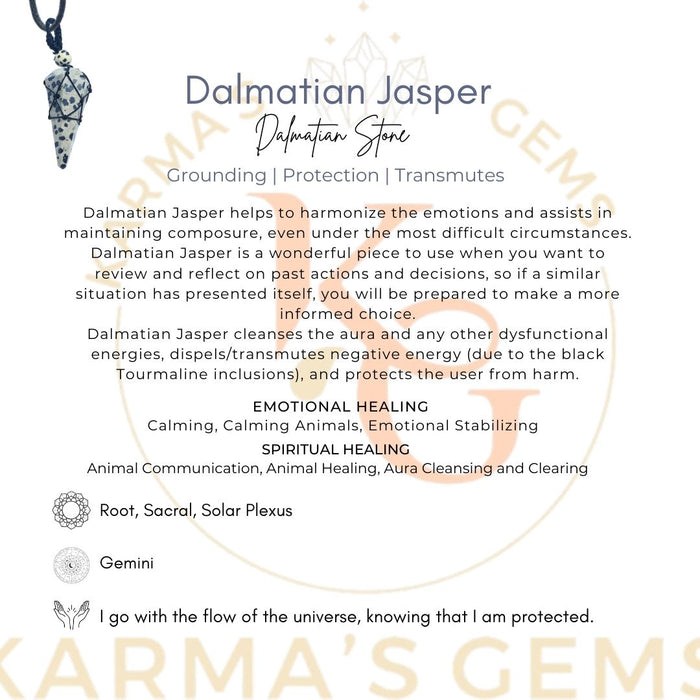 DALMATIAN JASPER STONE THREAD WRAPPED PENDULUM PENDANT