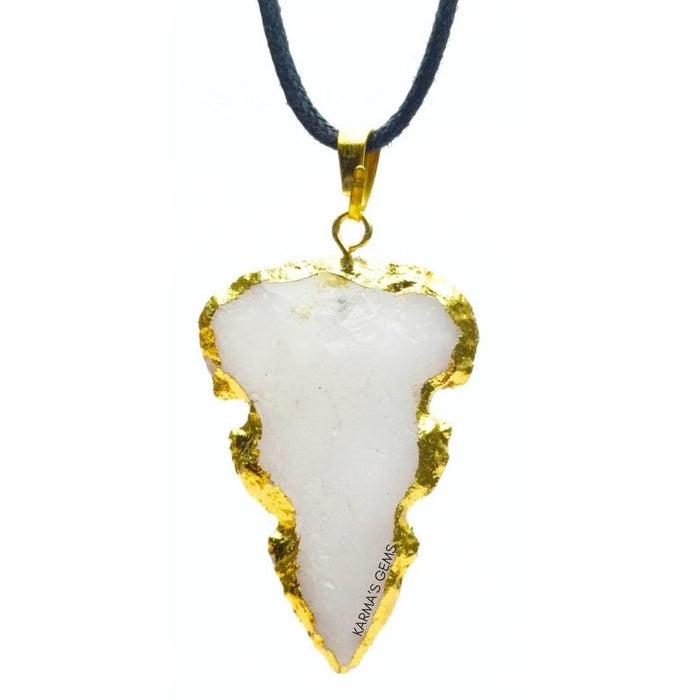 ELECTROPLATED WHITE QUARTZ STONE PENDANT