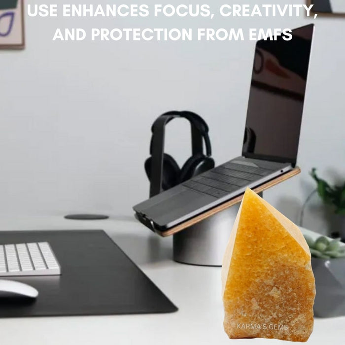 YELLOW AVENTURINE STONE CUT BASE POLISH POINT