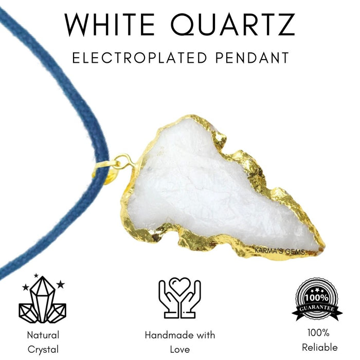 ELECTROPLATED WHITE QUARTZ STONE PENDANT