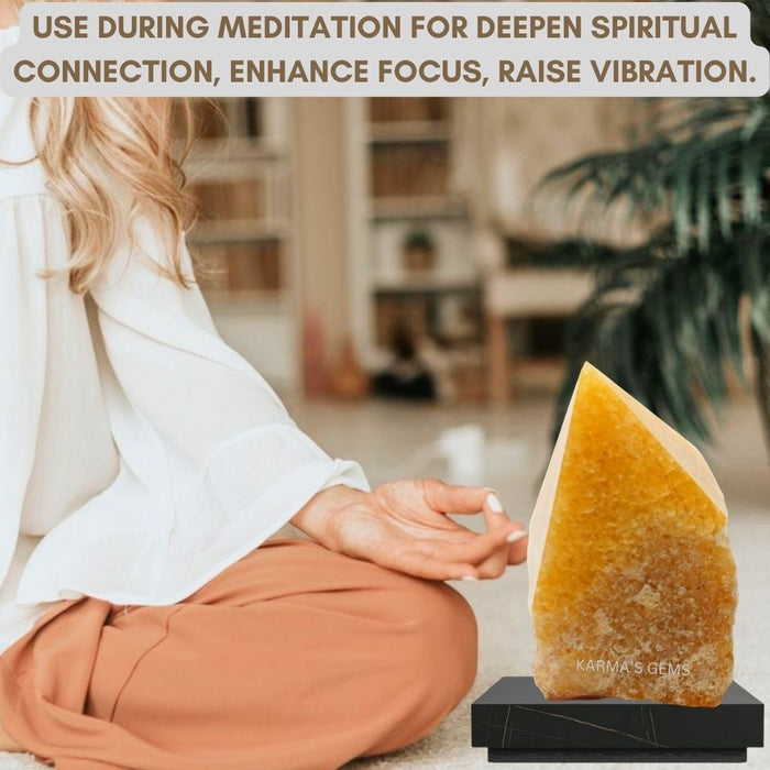 YELLOW AVENTURINE STONE CUT BASE POLISH POINT