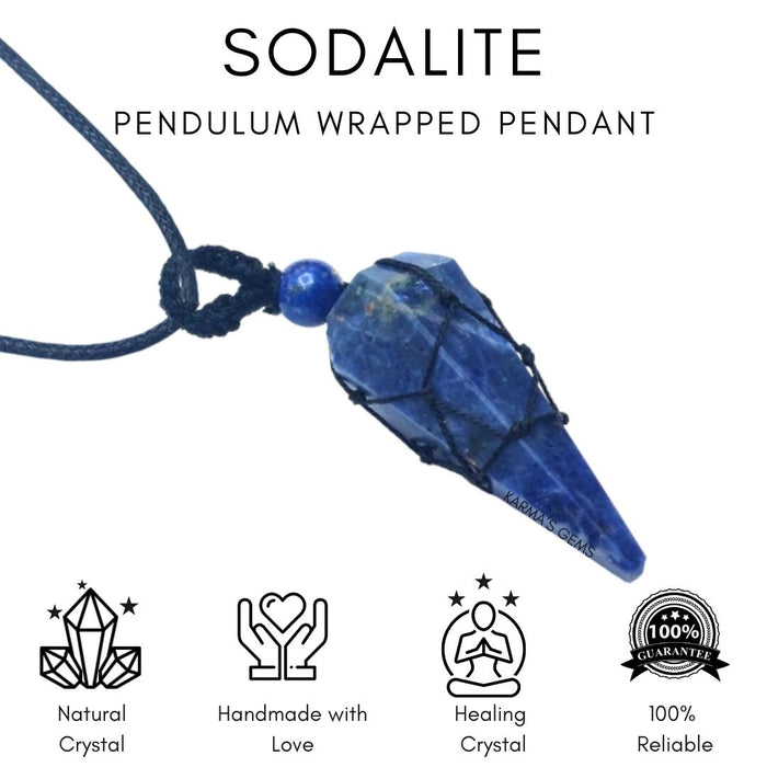 SODALITE STONE THREAD WRAPPED PENDULUM PENDANT
