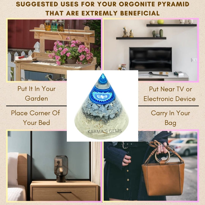 ANGELITE, SELENITE ANTENA ORGONITE PYRAMID