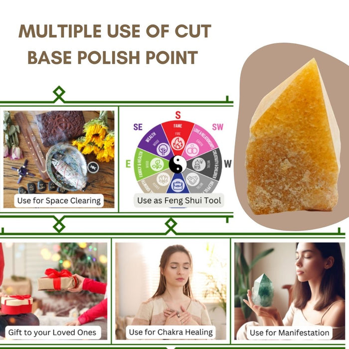 YELLOW AVENTURINE STONE CUT BASE POLISH POINT