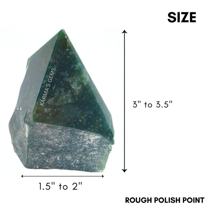 MOSS AGATE STONE CUT BASE POLISH POINT