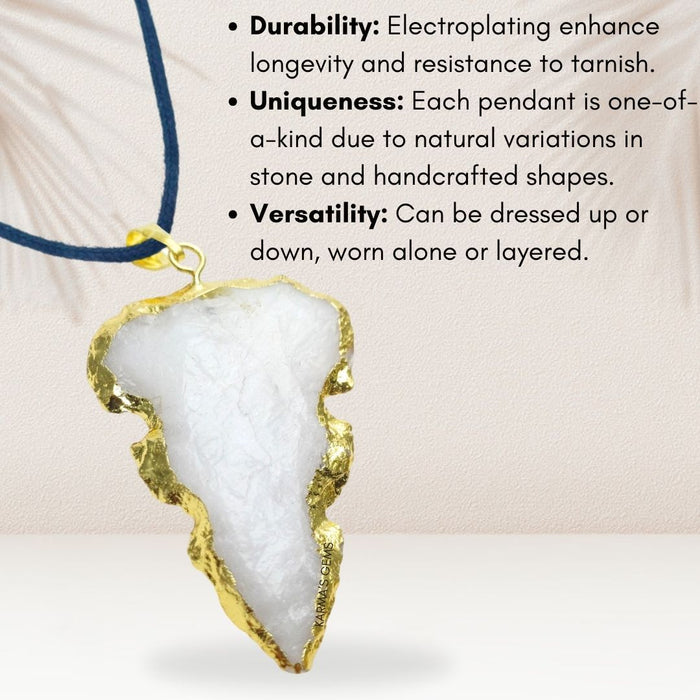 ELECTROPLATED WHITE QUARTZ STONE PENDANT
