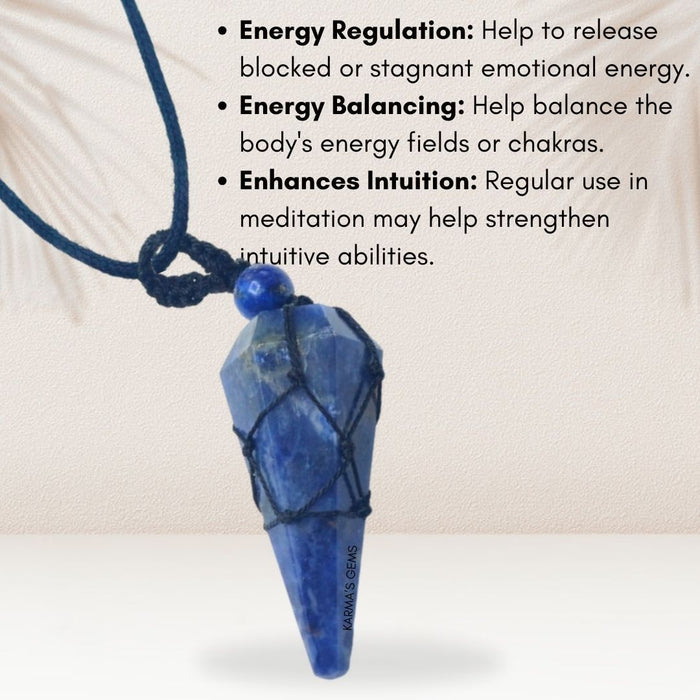 SODALITE STONE THREAD WRAPPED PENDULUM PENDANT