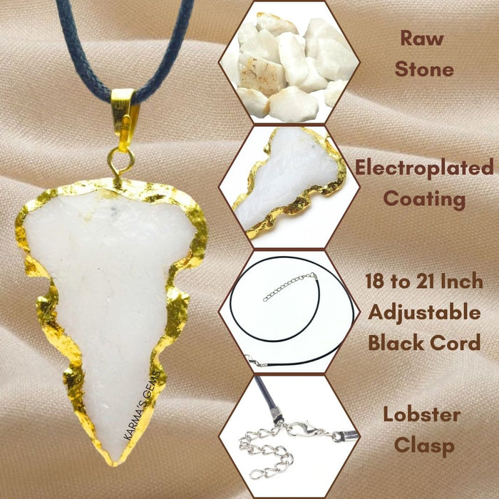 ELECTROPLATED WHITE QUARTZ STONE PENDANT