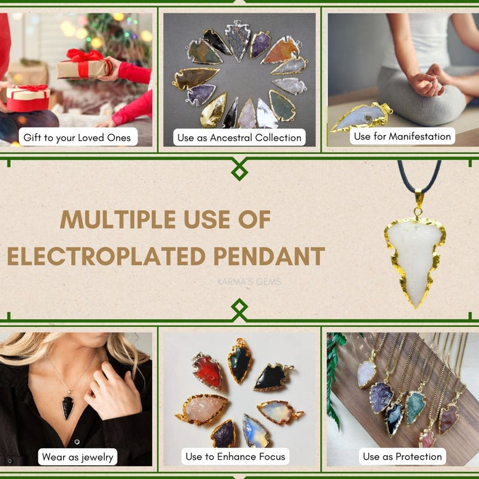ELECTROPLATED WHITE QUARTZ STONE PENDANT