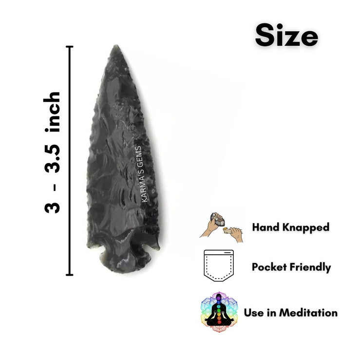 3" TO 3.5" BLACK OBSIDIAN ARROWHEAD