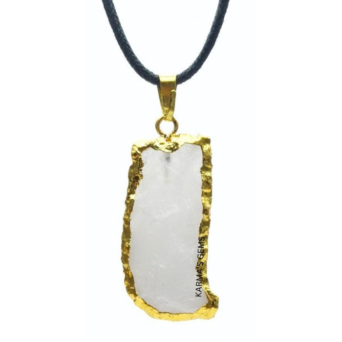 ELECTROPLATED WHITE QUARTZ STONE PENDANT