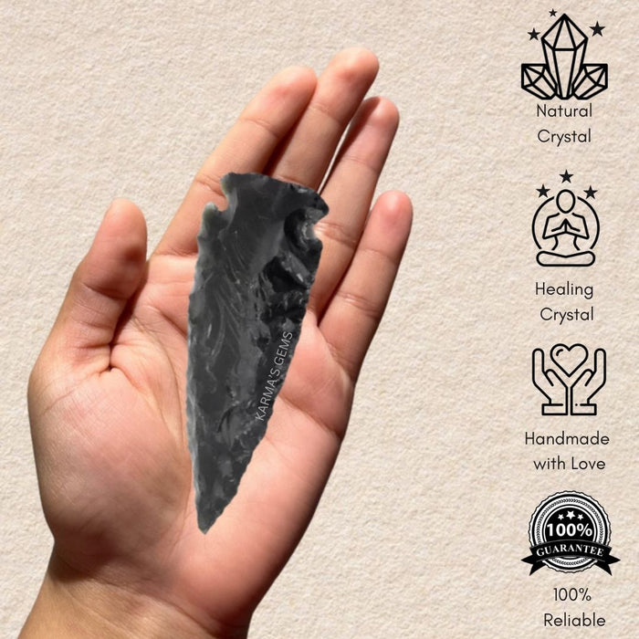 3" TO 3.5" BLACK OBSIDIAN ARROWHEAD