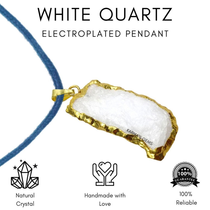 ELECTROPLATED WHITE QUARTZ STONE PENDANT