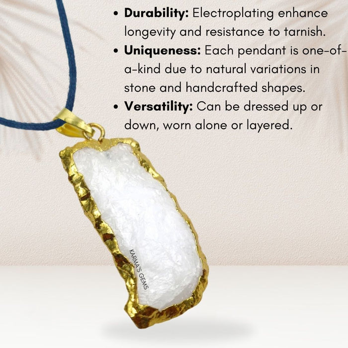 ELECTROPLATED WHITE QUARTZ STONE PENDANT
