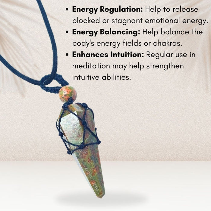 UNAKITE STONE THREAD WRAPPED PENDULUM PENDANT