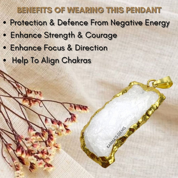 ELECTROPLATED WHITE QUARTZ STONE PENDANT