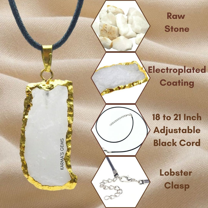 ELECTROPLATED WHITE QUARTZ STONE PENDANT