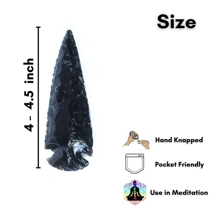 4" TO 4.5" BLACK OBSIDIAN ARROWHEAD