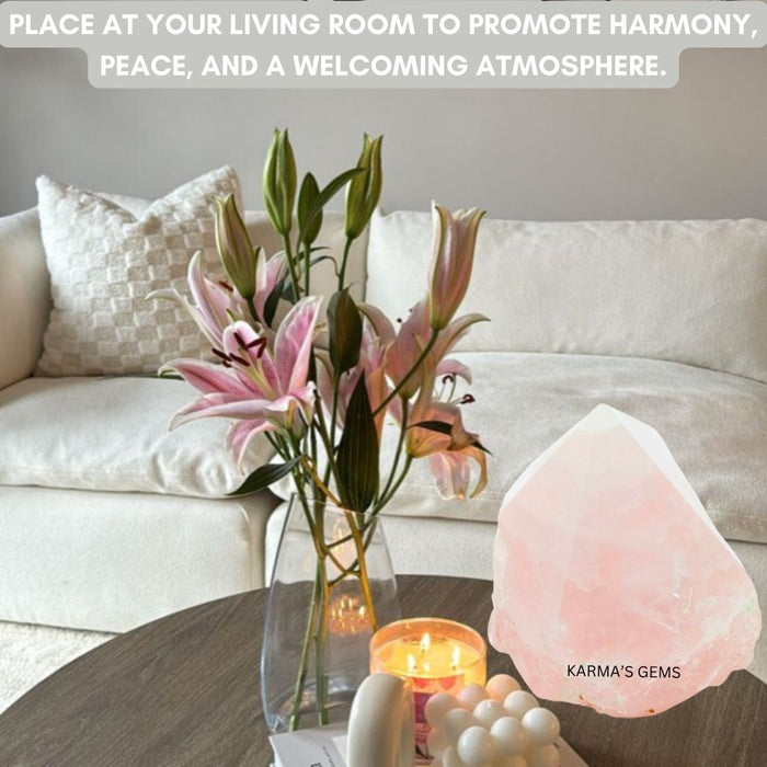 ROSE QUARTZ STONE CUT BASE POLISH POINT