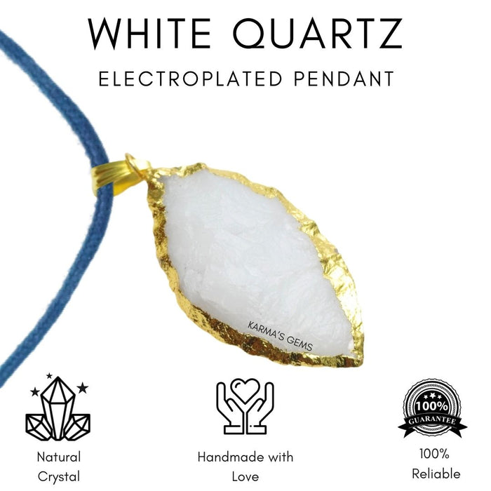 PENDENTIF EN PIERRE DE QUARTZ BLANC ÉLECTROPLAQUÉ