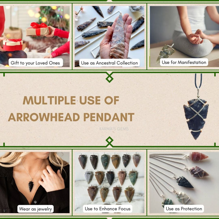 1" TO 1.5" FANCY JASPER SPEARHEAD ARROWHEAD PENDANT
