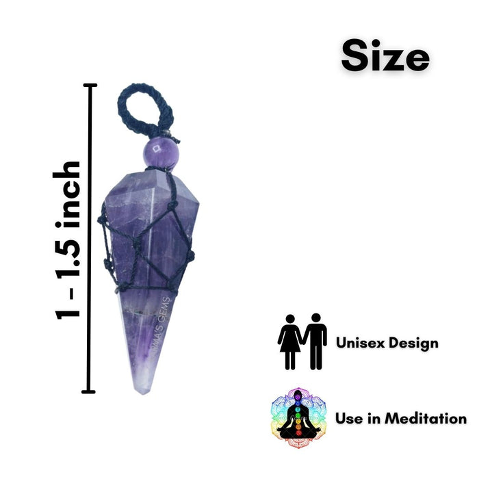 AMETHYST STONE THREAD WRAPPED PENDULUM PENDANT