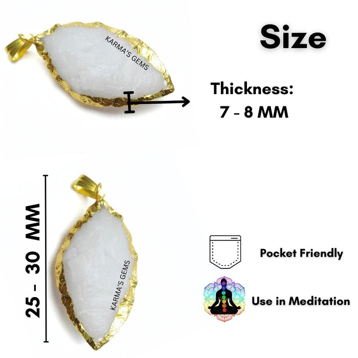 PENDENTIF EN PIERRE DE QUARTZ BLANC ÉLECTROPLAQUÉ