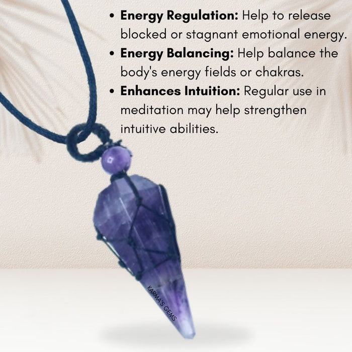AMETHYST STONE THREAD WRAPPED PENDULUM PENDANT