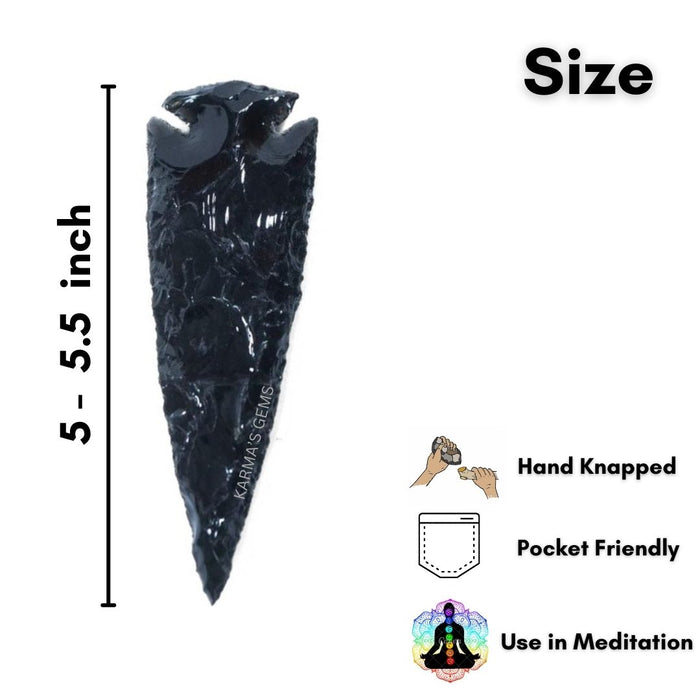 5" TO 5.5" BLACK OBSIDIAN ARROWHEAD