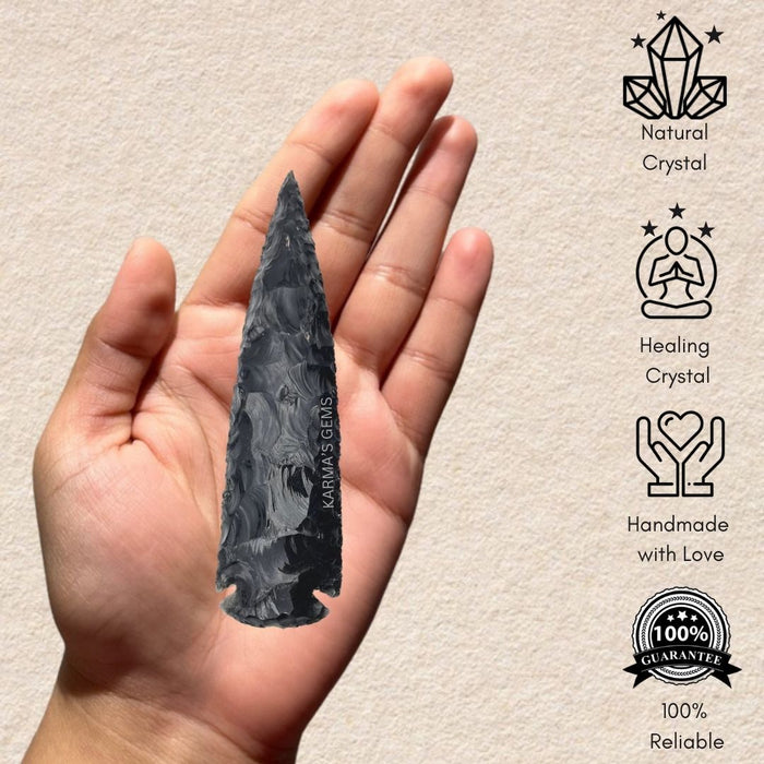 5" TO 5.5" BLACK OBSIDIAN ARROWHEAD