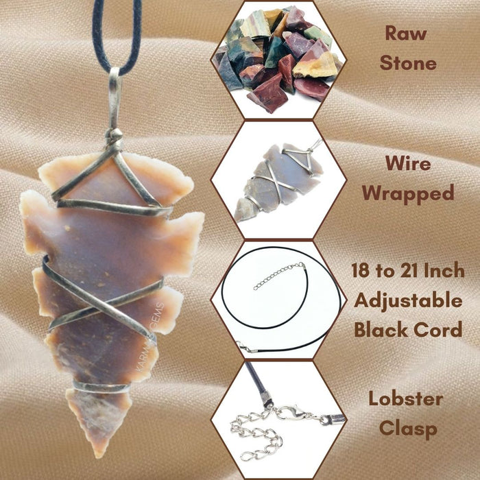 1" TO 1.5" FANCY JASPER SPEARHEAD ARROWHEAD PENDANT