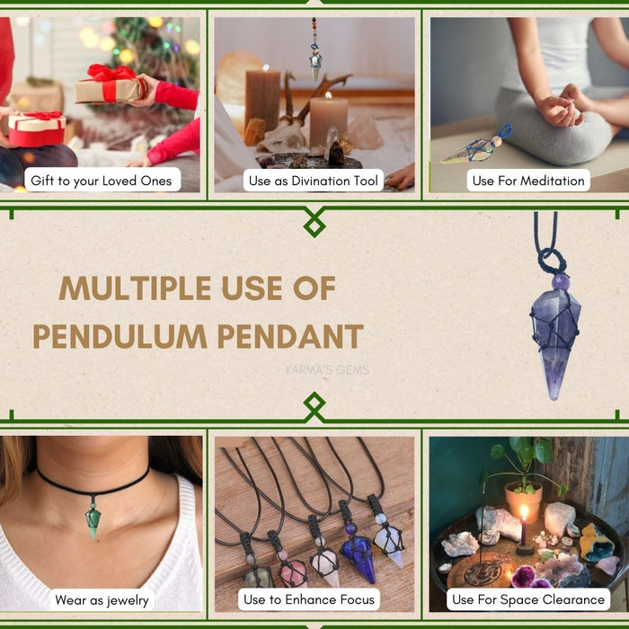 AMETHYST STONE THREAD WRAPPED PENDULUM PENDANT
