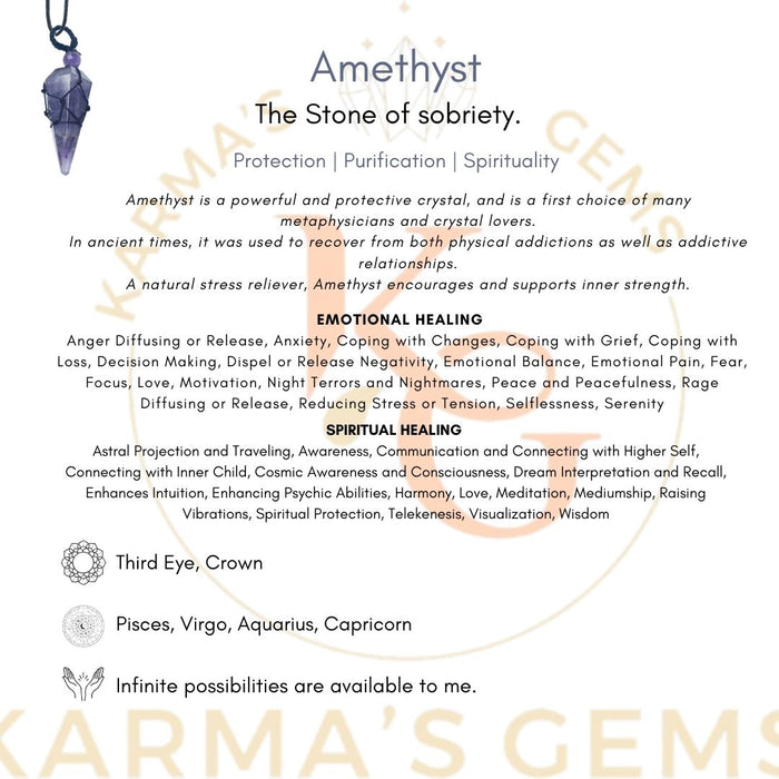 AMETHYST STONE THREAD WRAPPED PENDULUM PENDANT