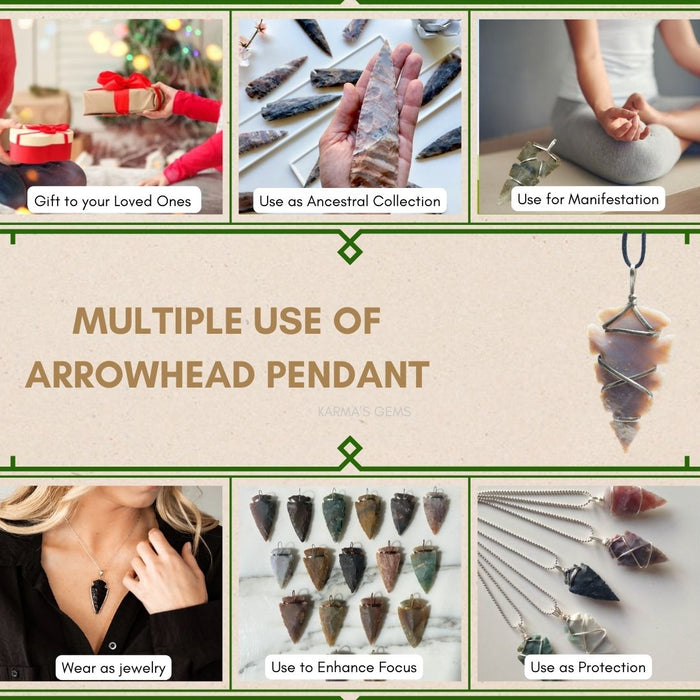 1" TO 1.5" FANCY JASPER SPEARHEAD ARROWHEAD PENDANT