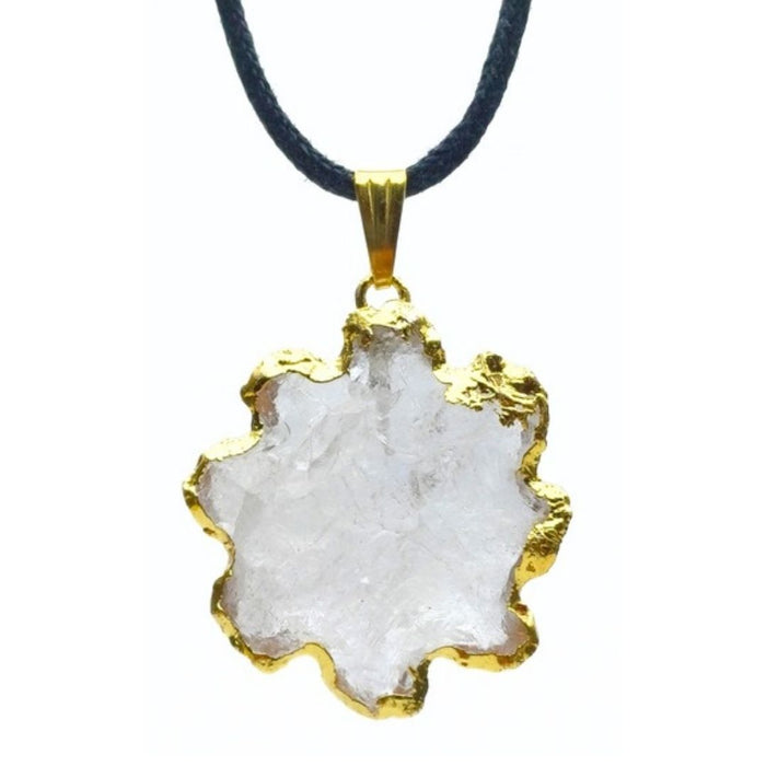 ELECTROPLATED CLEAR QUARTZ STONE PENDANT